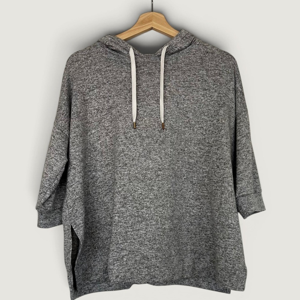 Donna Karan Gray Hoodie 3/4 Sleeve Women's Small Cozy Loungewear